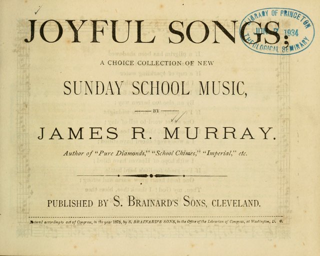 Joyful Songs: a choice collection of new Sunday School music page 1
