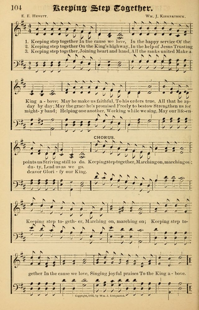 Junior Songs: a collection of sacred hymns and songs; for use in meetings of junior societies, Sunday Schools, etc. page 104