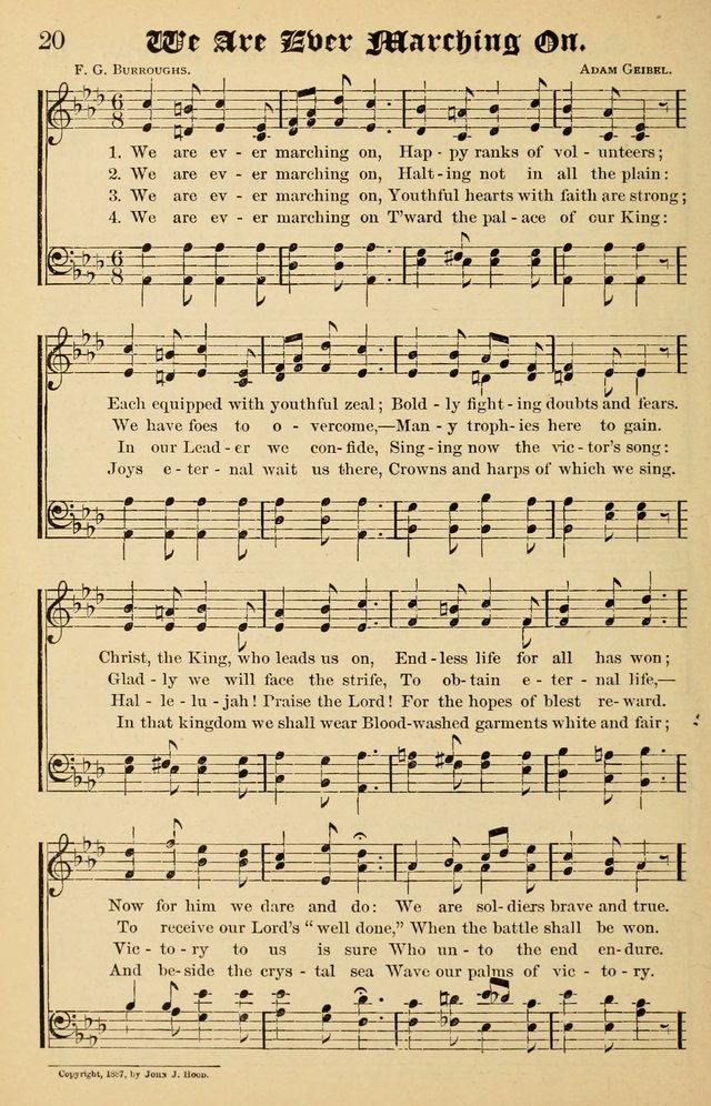 Junior Songs: a collection of sacred hymns and songs; for use in meetings of junior societies, Sunday Schools, etc. page 20