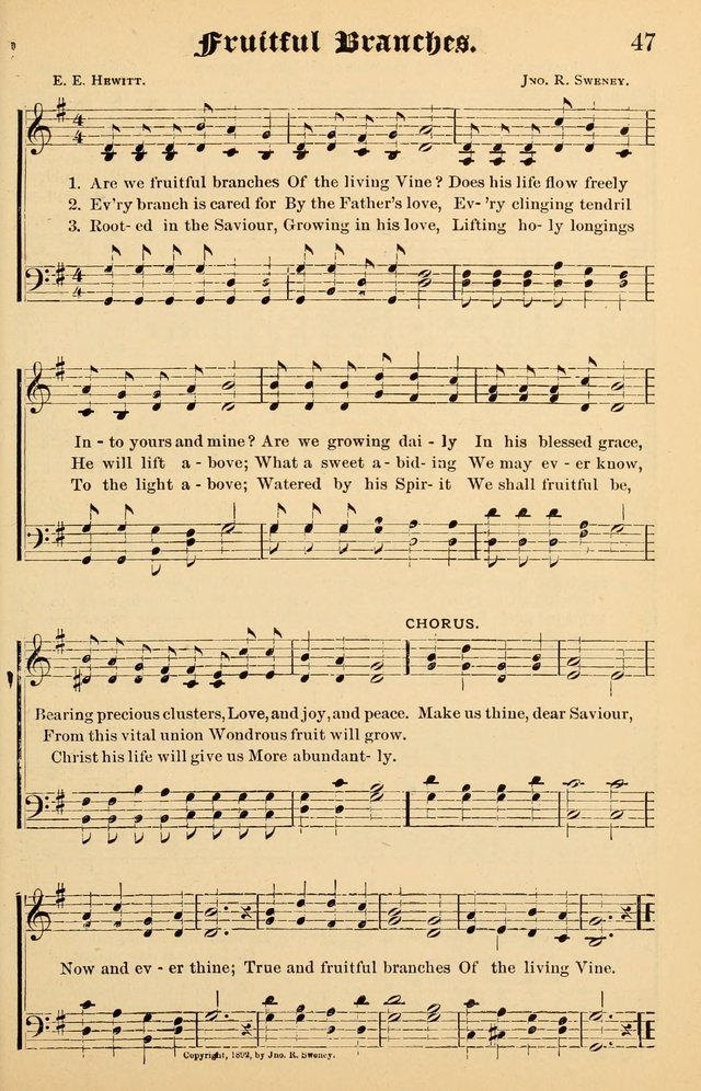 Junior Songs: a collection of sacred hymns and songs; for use in meetings of junior societies, Sunday Schools, etc. page 47