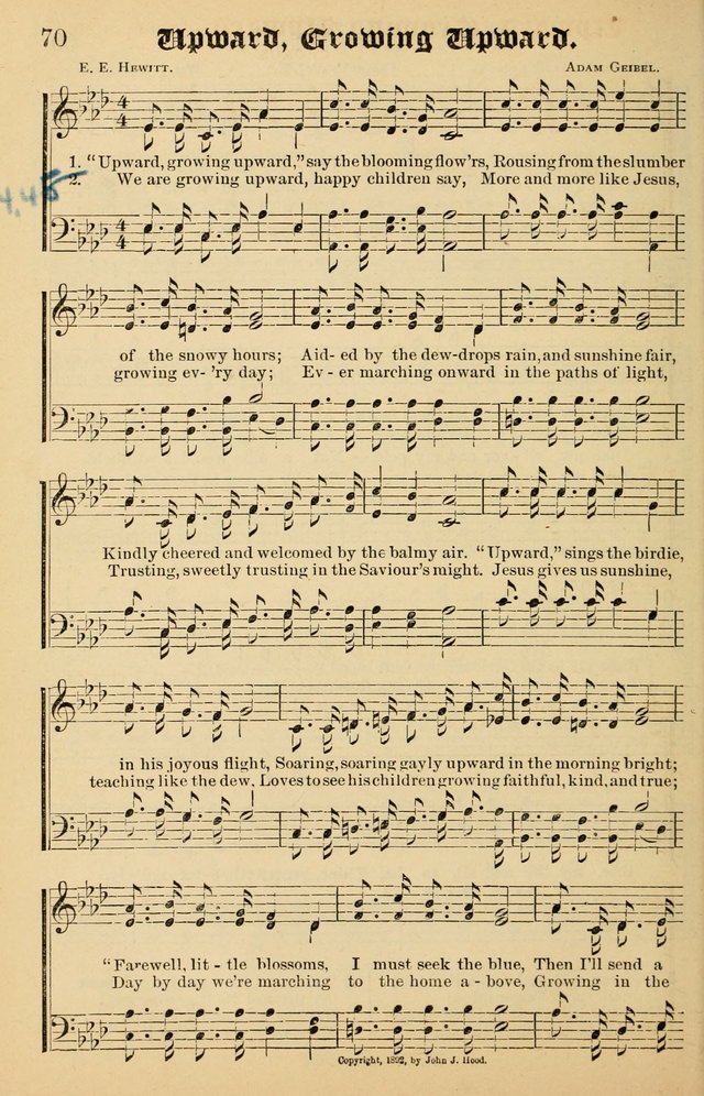 Junior Songs: a collection of sacred hymns and songs; for use in meetings of junior societies, Sunday Schools, etc. page 70