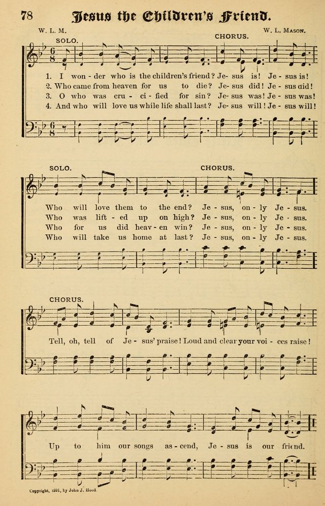 Junior Songs: a collection of sacred hymns and songs; for use in meetings of junior societies, Sunday Schools, etc. page 78
