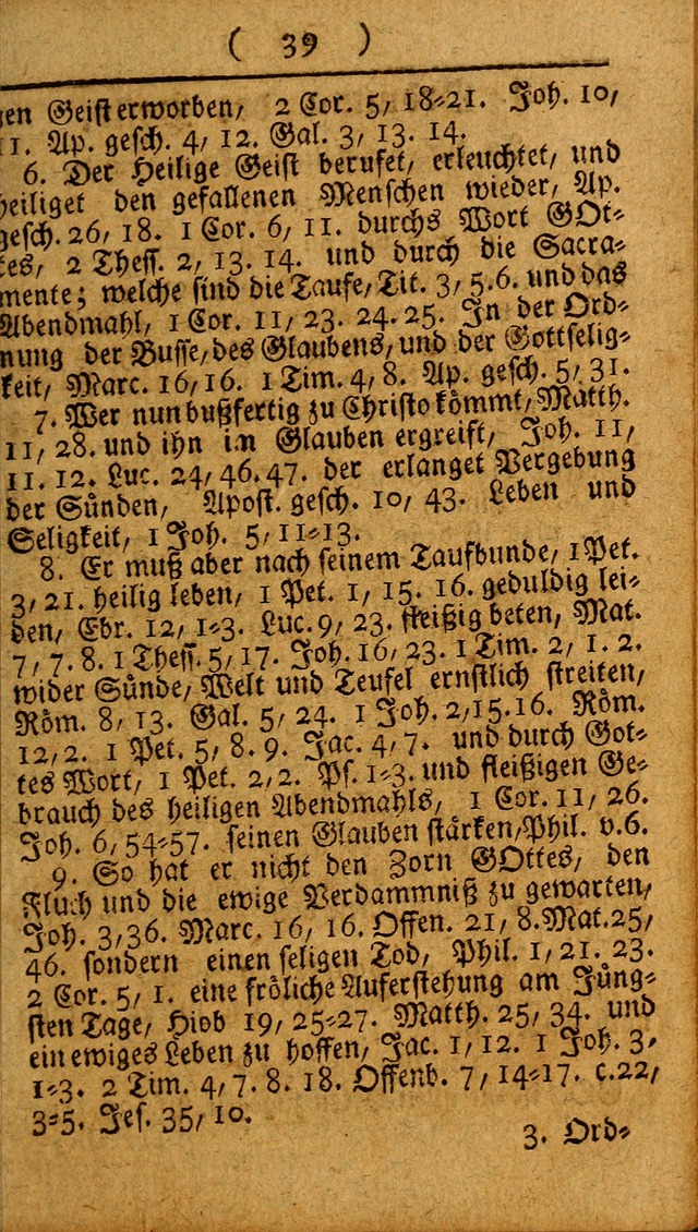 Kleine catechismus des D. Martin Luthers: nebst den gewoÌˆhulichen Morgen-Zisch- und Abend-Gebeten ; welchem die ordnung des heils ... wie auch ... d page 39
