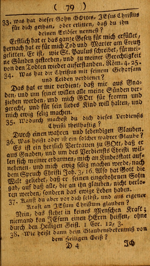 Kleine catechismus des D. Martin Luthers: nebst den gewoÌˆhulichen Morgen-Zisch- und Abend-Gebeten ; welchem die ordnung des heils ... wie auch ... d page 79
