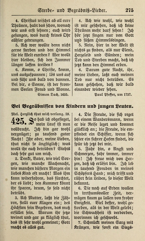 Kirchen-Gesangbuch: für Evangelisch-Lutherische Gemeinden ungeänderter Aubsburgischer Confession page 275