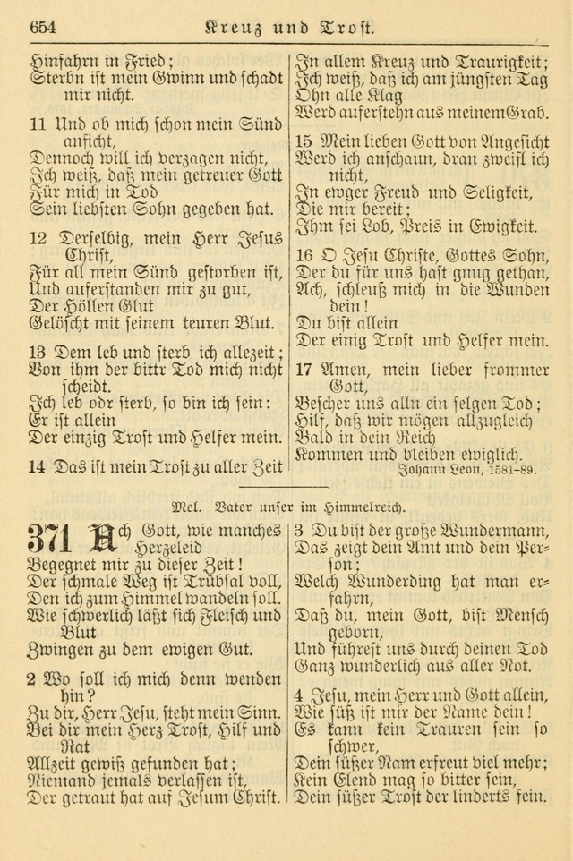 Kirchenbuch für Evangelisch-Lutherische Gemeinden page 654