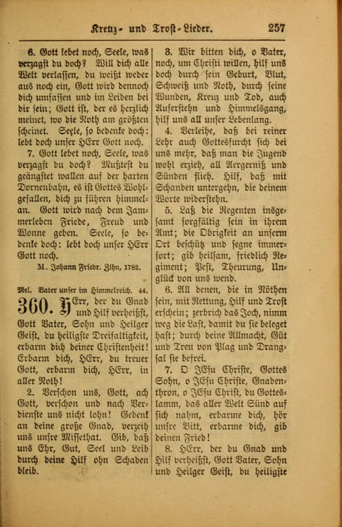 Kirchen-Gesangbuch für Evangelisch-Lutherische Gemeinden: ungeänderter Augsburgischer Confession darin des sel. Dr. Martin Luthers und anderer geistreichen Lehrer gebräuchlichste ... (55. ed.) page 257