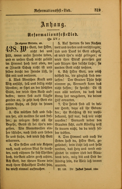 Kirchen-Gesangbuch für Evangelisch-Lutherische Gemeinden: ungeänderter Augsburgischer Confession darin des sel. Dr. Martin Luthers und anderer geistreichen Lehrer gebräuchlichste ... (55. ed.) page 319