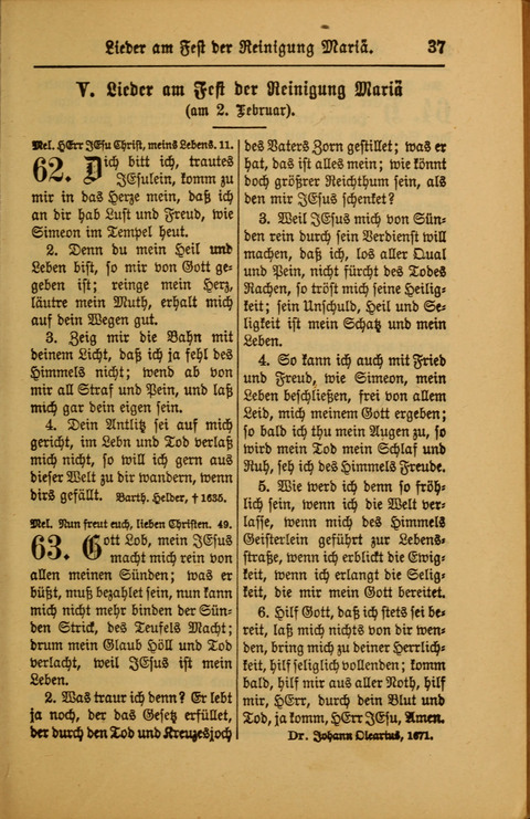 Kirchen-Gesangbuch für Evangelisch-Lutherische Gemeinden: ungeänderter Augsburgischer Confession darin des sel. Dr. Martin Luthers und anderer geistreichen Lehrer gebräuchlichste ... (55. ed.) page 37