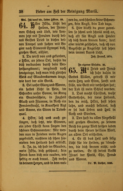 Kirchen-Gesangbuch für Evangelisch-Lutherische Gemeinden: ungeänderter Augsburgischer Confession darin des sel. Dr. Martin Luthers und anderer geistreichen Lehrer gebräuchlichste ... (55. ed.) page 38