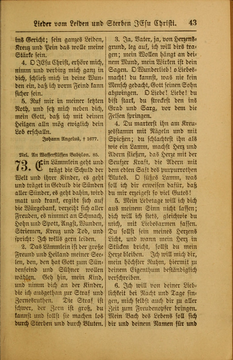 Kirchen-Gesangbuch für Evangelisch-Lutherische Gemeinden: ungeänderter Augsburgischer Confession darin des sel. Dr. Martin Luthers und anderer geistreichen Lehrer gebräuchlichste ... (55. ed.) page 43