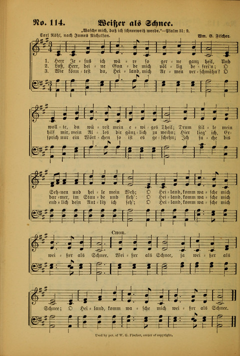 Die Kleine Palme: neueste Liedersammlung für Sonntagsculen und Jugendvereine sowie für Sonntag Abend und andere Gottesdienste page 114