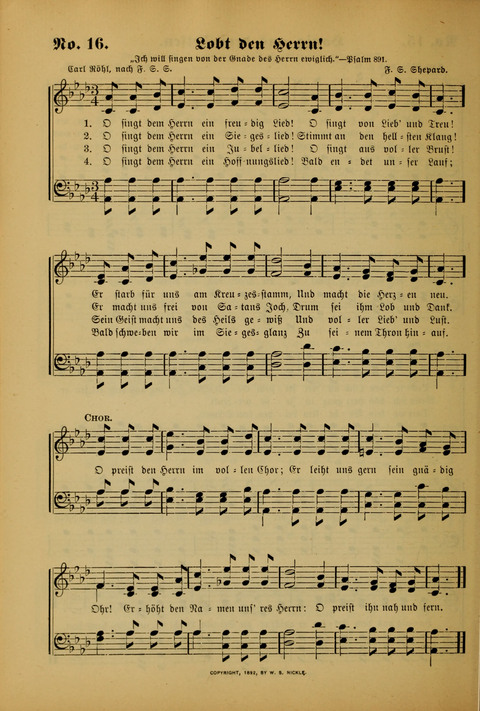 Die Kleine Palme: neueste Liedersammlung für Sonntagsculen und Jugendvereine sowie für Sonntag Abend und andere Gottesdienste page 16