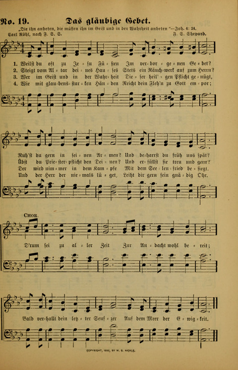 Die Kleine Palme: neueste Liedersammlung für Sonntagsculen und Jugendvereine sowie für Sonntag Abend und andere Gottesdienste page 19