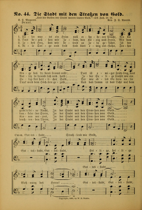 Die Kleine Palme: neueste Liedersammlung für Sonntagsculen und Jugendvereine sowie für Sonntag Abend und andere Gottesdienste page 44