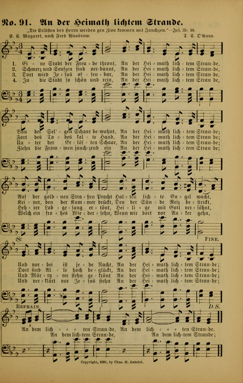 Die Kleine Palme: neueste Liedersammlung für Sonntagsculen und Jugendvereine sowie für Sonntag Abend und andere Gottesdienste page 91