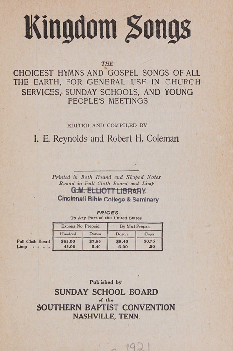 Kingdom Songs: the choicest hymns and gospel songs for all the earth, for general us in church services, Sunday schools, and young people meetings page 4