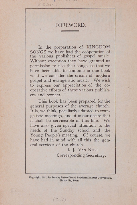 Kingdom Songs: the choicest hymns and gospel songs for all the earth, for general us in church services, Sunday schools, and young people meetings page 5