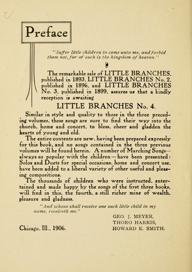 Little Branches No. 4: a collection of songs prepared especially for the primary and infant departments of the Sunday school page iv