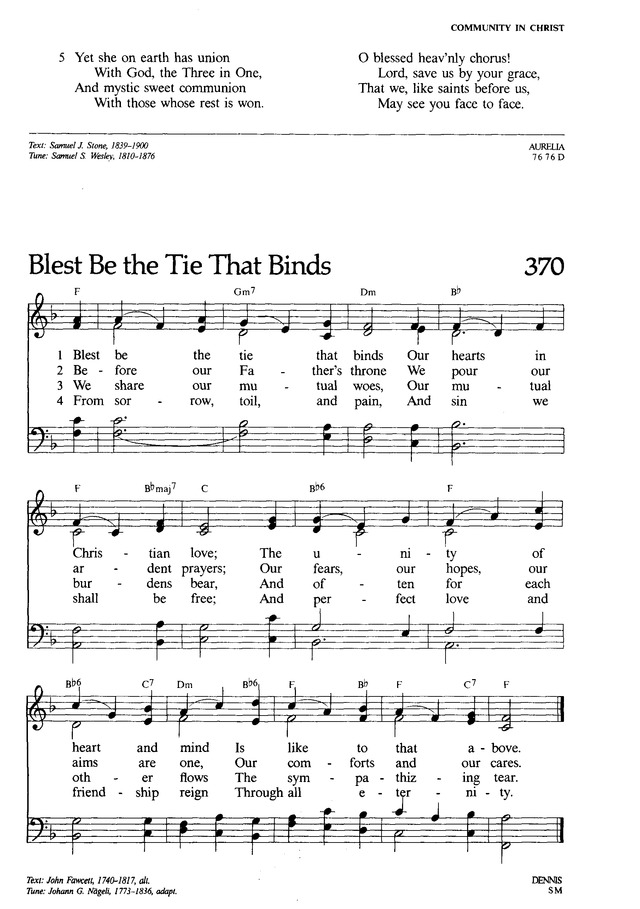 Lutheran Book of Worship 370. Blest be the tie that binds | Hymnary.org