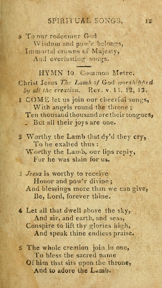 The Lexington Collection: being a selection of hymns, and spiritual songs, from the best authors (3rd. ed., corr.) page 13