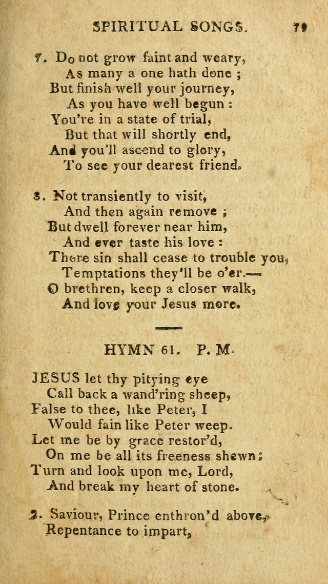 The Lexington Collection: being a selection of hymns, and spiritual songs, from the best authors (3rd. ed., corr.) page 79