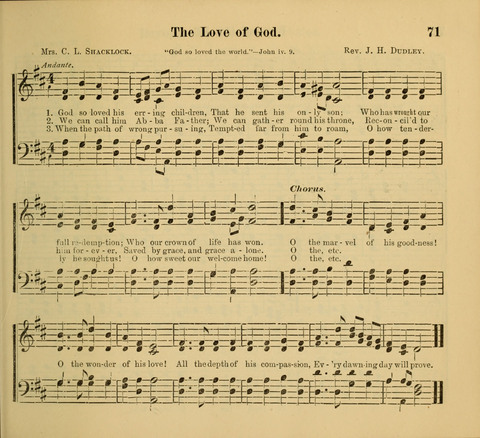 Living Fountain: a new chice collection of Sunday School Songs. Also, Excellent Pieces for Praise and Prayer Meetings and the Home page 71