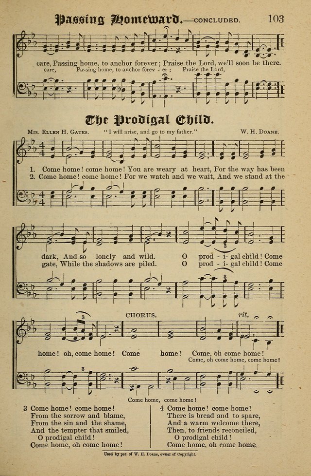 Living Hymns: for use in the Sabbath School, Christian Endeavor Meetings, the church & home page 103