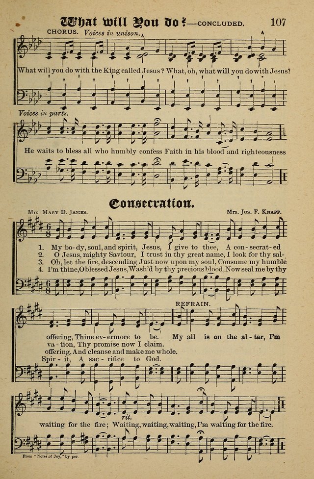 Living Hymns: for use in the Sabbath School, Christian Endeavor Meetings, the church & home page 107