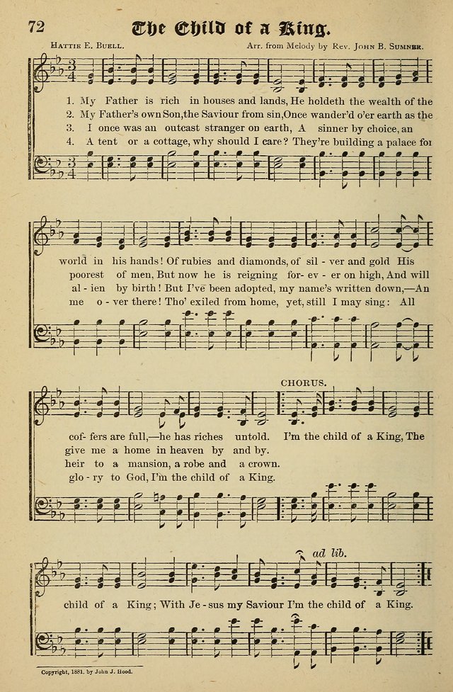 Living Hymns: for use in the Sabbath School, Christian Endeavor Meetings, the church & home page 72