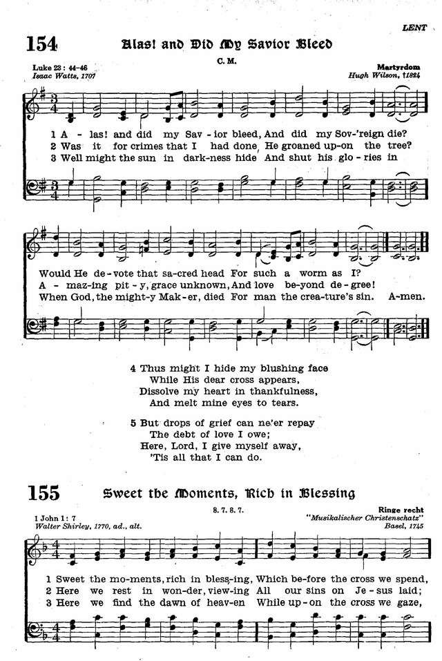 The Lutheran Hymnal 154 Alas And Did My Savior Bleed