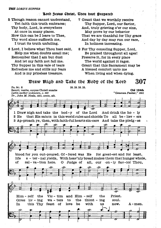 The Lutheran Hymnal 307. Draw nigh and take the body of the Lord