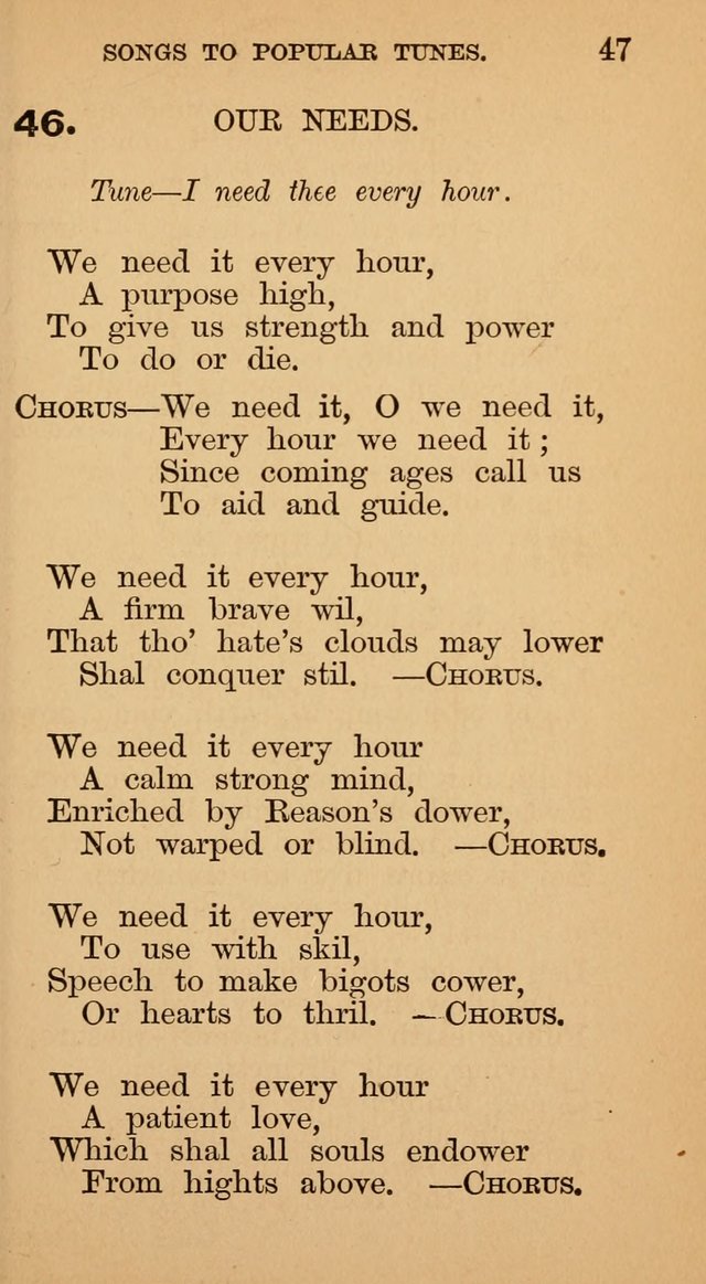 The Liberal Hymn Book: a collection of liberal songs adapted to popular tunes. For use in liberal leagues and other meetings, and in liberal homes page 47