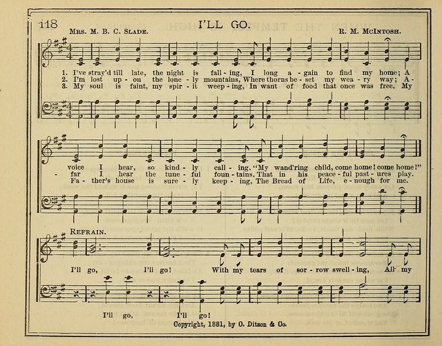 Light and Life: a collection of new hymns and tunes for sunday schools, prayer meetings, praise meetings and revival meetings page 118