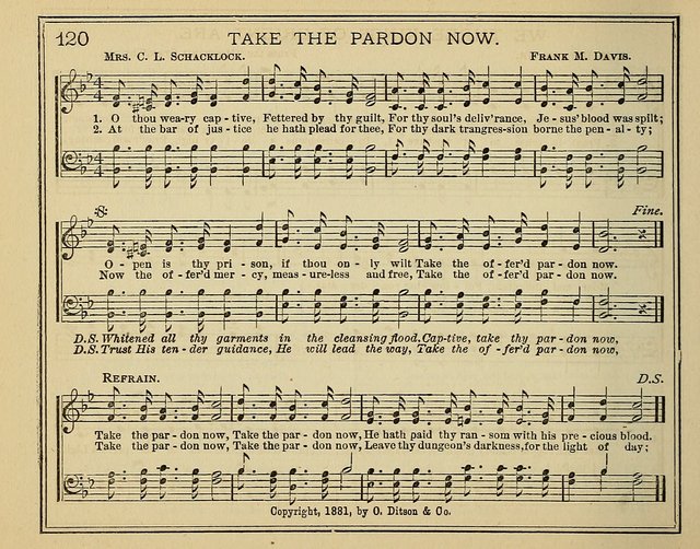 Light and Life: a collection of new hymns and tunes for sunday schools, prayer meetings, praise meetings and revival meetings page 120