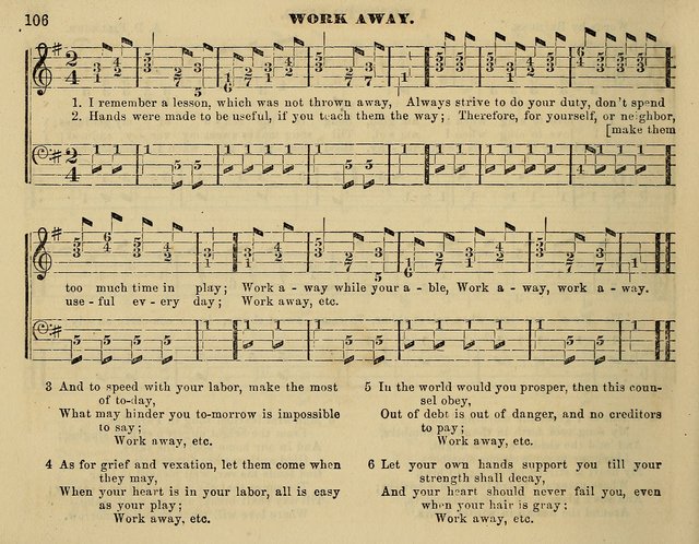 The Little Minstrel: a collection of songs and music, with lessons of instruction, mathematically arranged plan of notation page 106