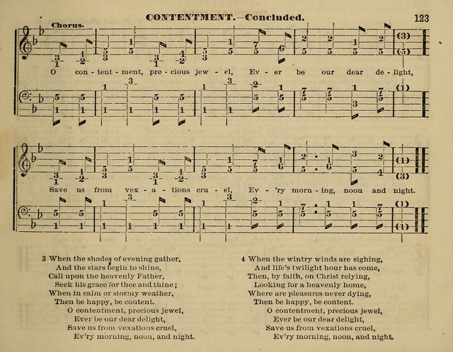The Little Minstrel: a collection of songs and music, with lessons of instruction, mathematically arranged plan of notation page 123