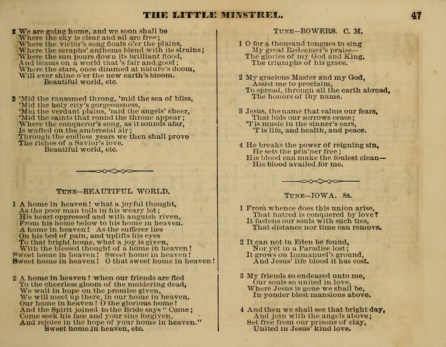 The Little Minstrel: a collection of songs and music, with lessons of instruction, mathematically arranged plan of notation page 47