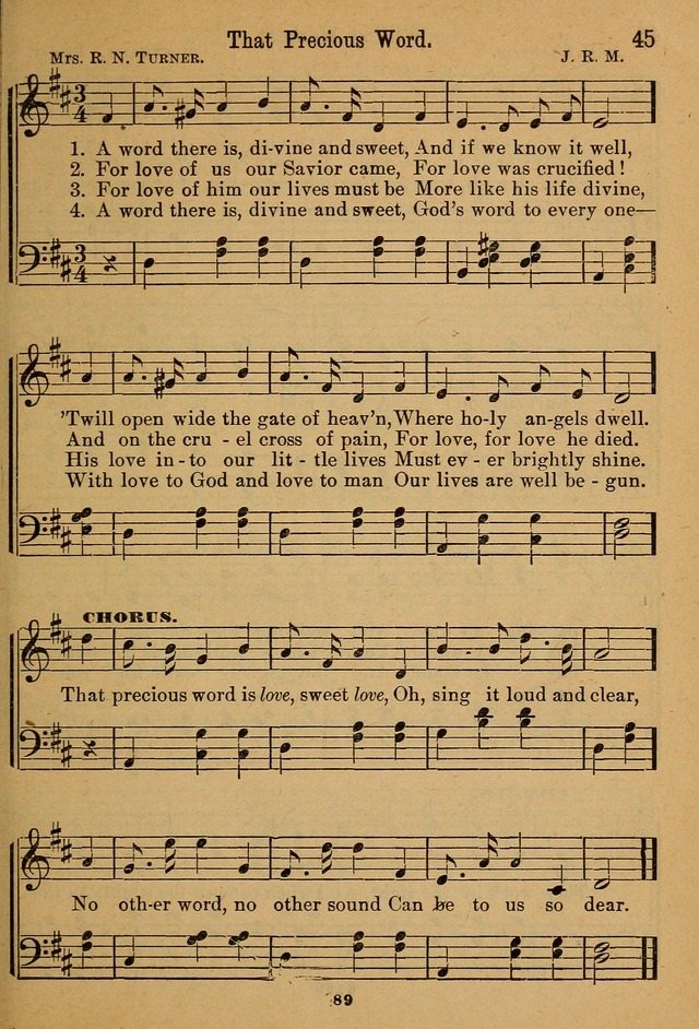 Little Sacred Songs: for Little Singers of the primary department of the Sunday school, and for Kindergartens and the home page 45