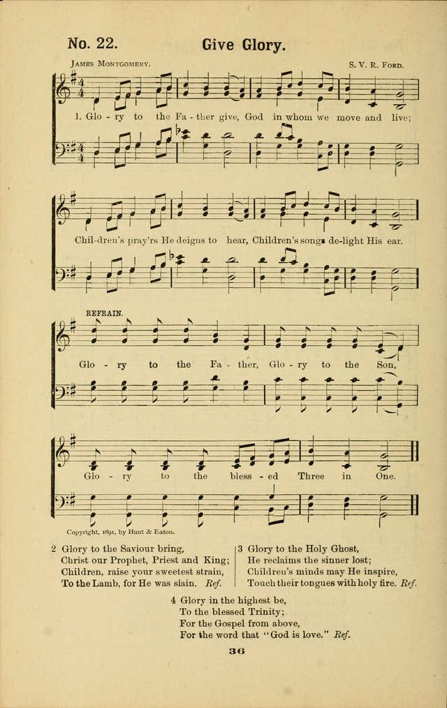 Melodies for Little People: containing also one hundred recitations for Sunday-schools, anniversary occasions, concerts, entertainments, and sociables, with songs adapted... page 36