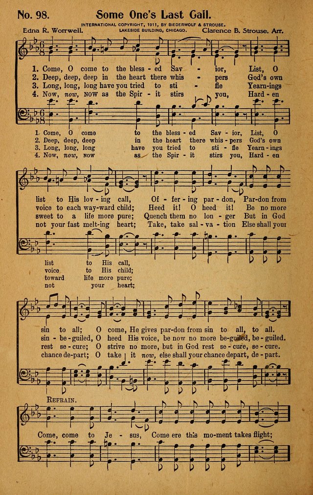 Make Christ King. Combined: a selection of high class gospel hymns for use in general worship and special evangelistic meetings page 99