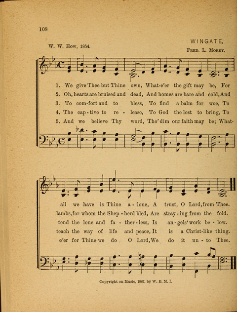 Missionary Hymnal: for the use of junior and juvenile missionary socieites page 108