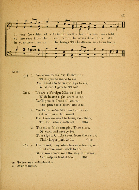 Missionary Hymnal: for the use of junior and juvenile missionary socieites page 41