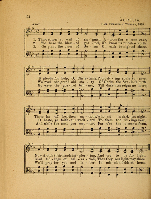 Missionary Hymnal: for the use of junior and juvenile missionary socieites page 92