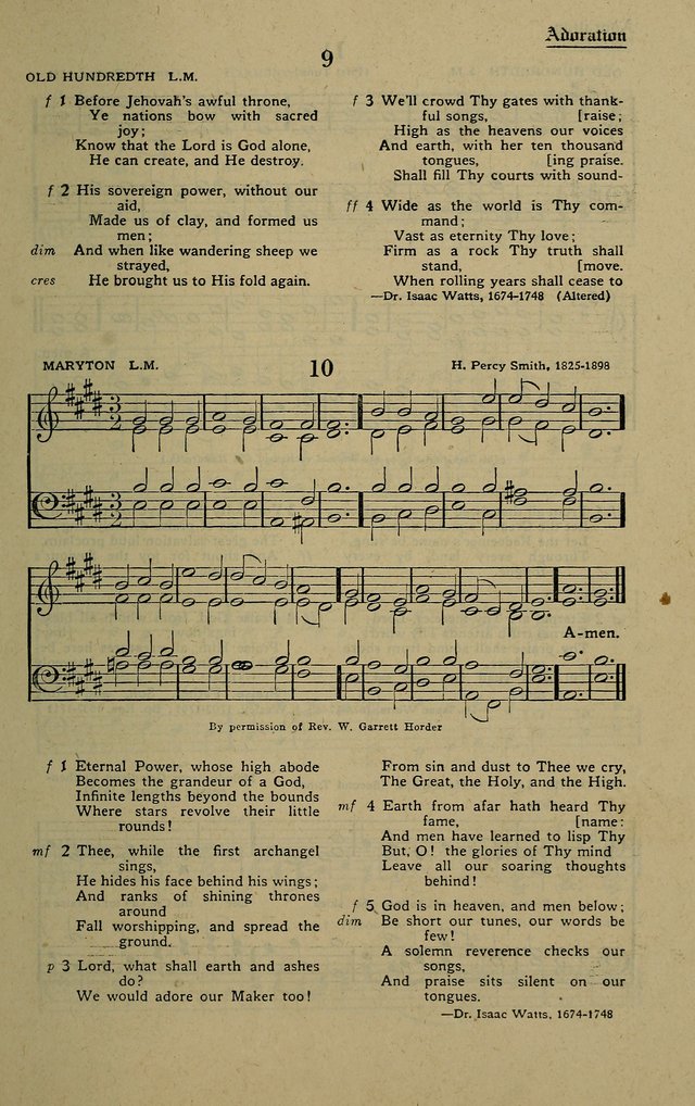 Methodist Hymn and Tune Book: official hymn book of the Methodist Church page 9