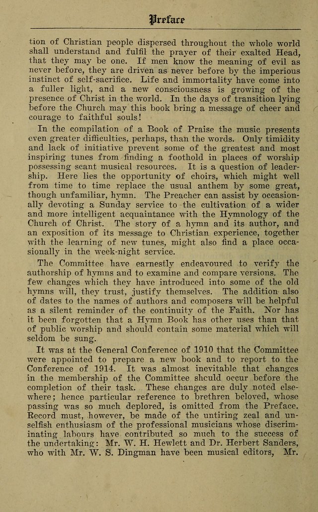 Methodist Hymn and Tune Book: official hymn book of the Methodist Church page x