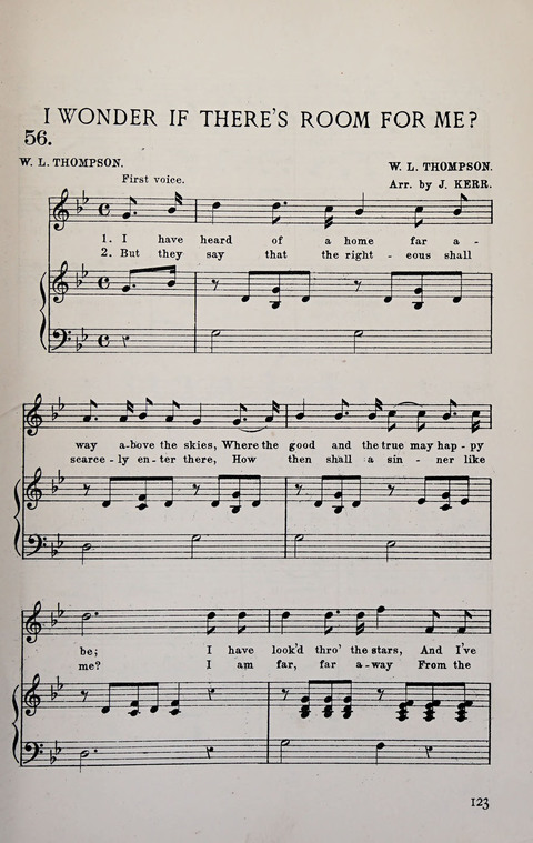 Manly Praise: A Collection of Solos, Quartets, and Choruses, for the Evangelistic Meetings, etc. page 123