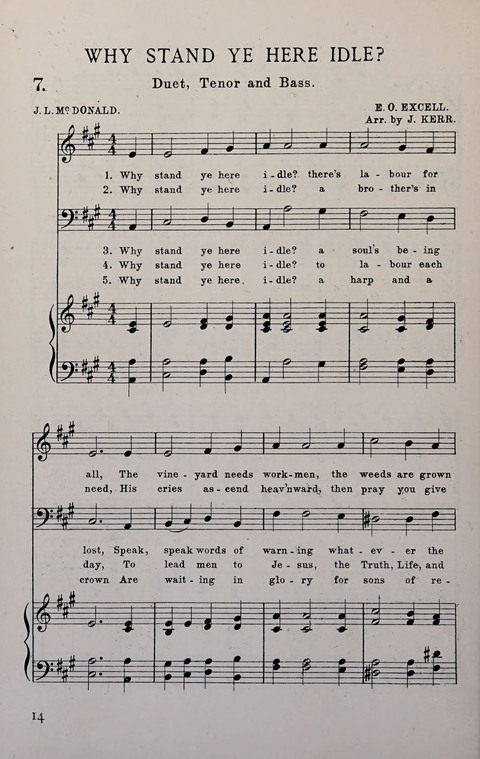 Manly Praise: A Collection of Solos, Quartets, and Choruses, for the Evangelistic Meetings, etc. page 14