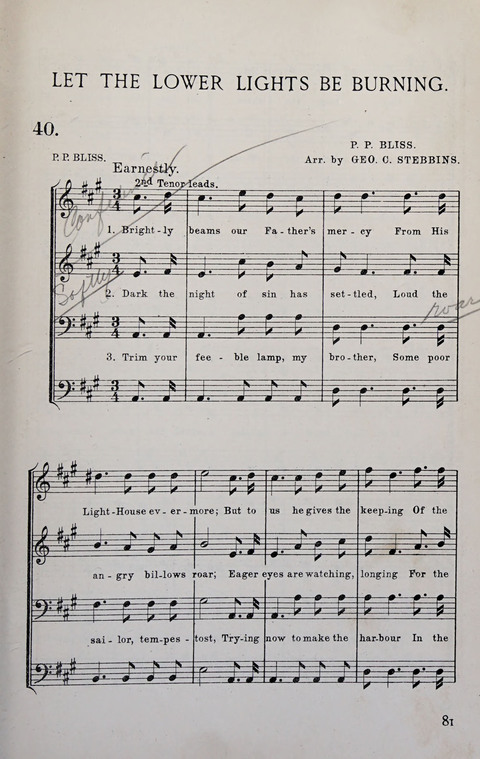 Manly Praise: A Collection of Solos, Quartets, and Choruses, for the Evangelistic Meetings, etc. page 81
