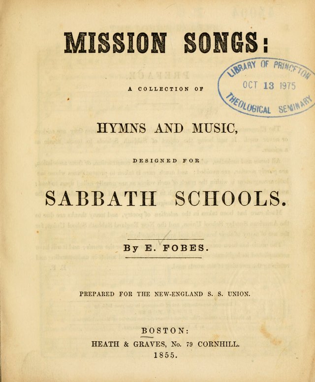 Mission Songs: a collection of hymns and music, designed for Sabbath schools page v